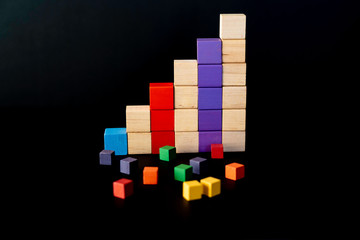 Toy blocks arranged as a graph to show growth