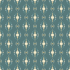 Seamless vector geometric pattern with in light colors on blue-gray background. Abstract print spotted with small circles