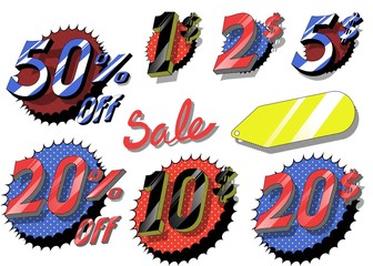 Price tags, sale and discounts editable vector art bundle