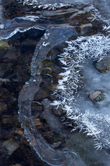 Ice patterns along Railroad Brook in Valley Falls Park, Connecticut.