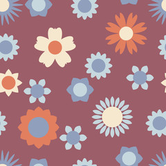 Fototapeta na wymiar Seamless pattern with various floral elements. Colorful illustration in the style flat.