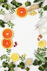 Natural organic cosmetics on white