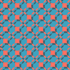 Seamless pattern with abstract shapes depicting a grid casting a shadow. The illustration is made in fashionable colors of 2019