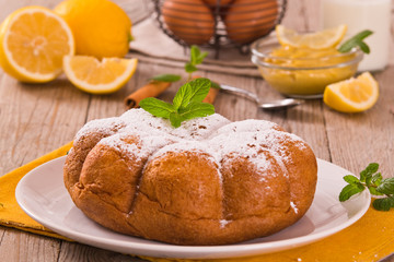 Cake with lemon cream filling.
