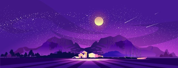 night village in the mountains