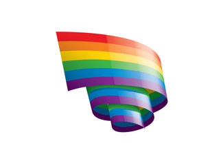 Vector a rainbow flag waving on white background
