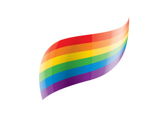 Vector a rainbow flag waving on white background