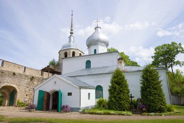 Fototapeta na wymiar St. Nicholas Cathedral in the Porkhov Fortress on a June afternoon. Pskov region, Russia