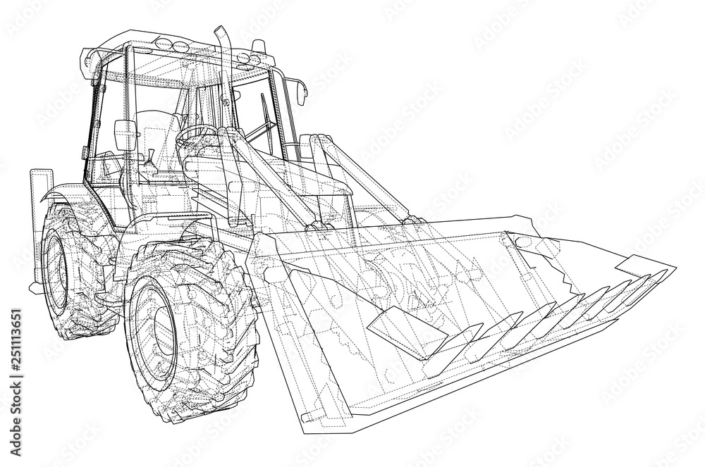 Poster sketch of loading shovel with back actor