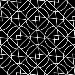  Geometric background. White seamless design on black background