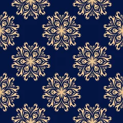 Schapenvacht deken met patroon Donkerblauw Donkerblauwe naadloze achtergrond met gouden bloemen