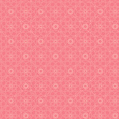 Beige arabic ornament on bright pink background. Seamless pattern