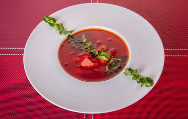 red borsch with greens