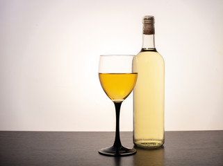 wine glasses and bottle