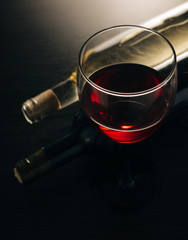 wine glasse and bottles