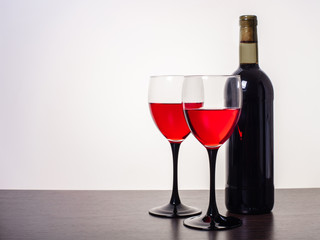 wine glasses and bottle