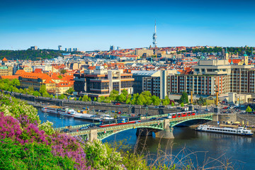 Amazing spring cityscape panorama, Prague, Czech Republic, Europe