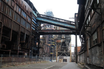 Fototapeta na wymiar Objects of former iron and steel Works in Vítkovice, Ostrava, Czech republic