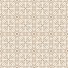 Seamless traditional Japanese geometric ornament .Golden color lines.