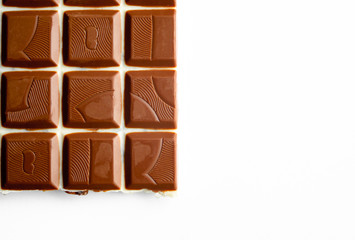 milk chocolate bar on white background