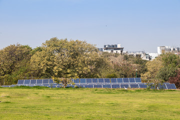 Solar panel installed in field