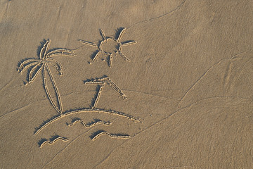 Vacation background with drawing palm