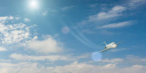 Landscape with sky and flying plane