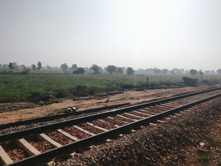 Long Indian railways train track.