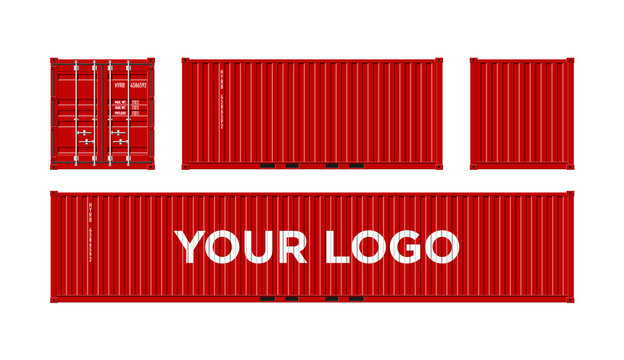 Red Shipping Cargo Container For Logistics And Transportation Isolated On White Background Vector Illustration Easy To Change