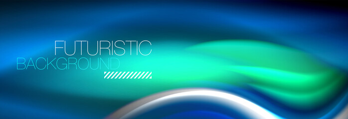 Fluid colors mixing glowing neon wave background, holographic texture