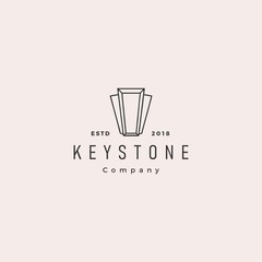 Keystone key stone logo hipster retro vintage vector icon illustration line outline monoline