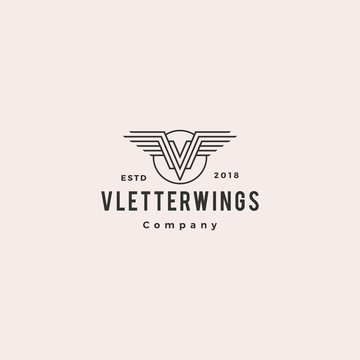 V Wings Logo Vector Emblem