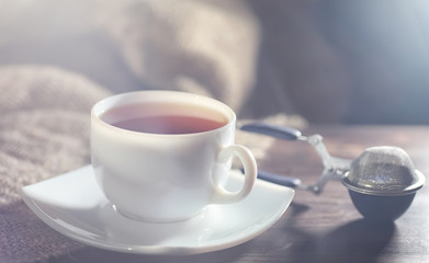 Brewed tea on a serving table