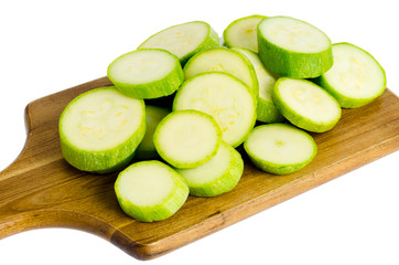 Young fresh green zucchini sliced.