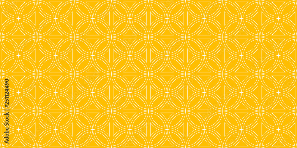 Wall mural background pattern seamless circle chinese style abstract yellow color geometric vector. summer back