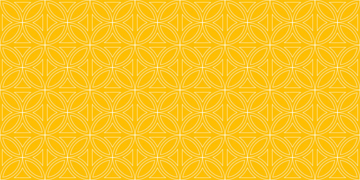 Background Pattern Seamless Circle Chinese Style Abstract Yellow Color Geometric Vector. Summer Background Design.