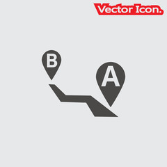 Route icon isolated sign symbol and flat style for app, web and digital design. Vector illustration.