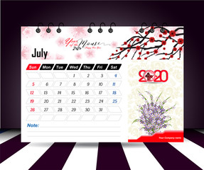 july 2020 Calendar for new year