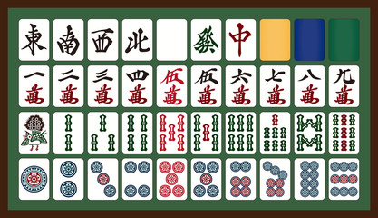 日本式の麻雀牌 - obrazy, fototapety, plakaty