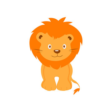 cute little lion in cartoon style on white background. the soul of the child. vector illustration