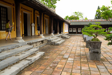 Fototapeta na wymiar courtyard of imperial city citadel in Hue, Vietnam