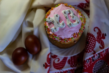Easter cake with Russian letters - Christ is Risen. Easter cake is the most delicious attribute of...