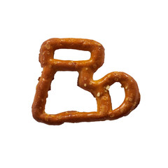 Pretzel representing Santa Claus shoe isolated on white backgrou