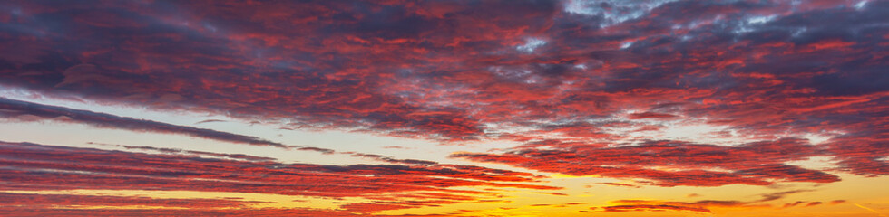The view of the sky with different states of nature, at dawn and at dusk with dramatic red clouds, sunshine and beautiful sunsets and sunrises.