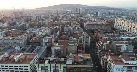 Buildings  in Barcelona. Spain. Aerial view by a Drone