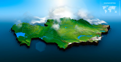 3D map of Kazakhstan, Kazakhstan island © Ирина Шемшура