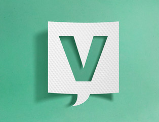 Speech bubble with letter V