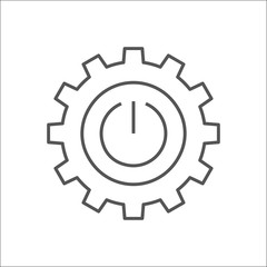 Industry 4.0 and IoT concept vector illustration. Cogwheel with button ON OFF, sign INDUSTRY 4.0, technology revolution, digital system and smart automation, IoT, AI, Internet Of Things. EPS 10
