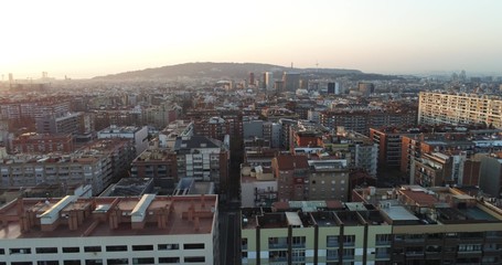 Aerial view in Barcelona. City of Catalonia. Spain. Drone Photo