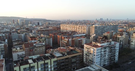 Aerial view in Barcelona. City of Catalonia. Spain. Drone Photo